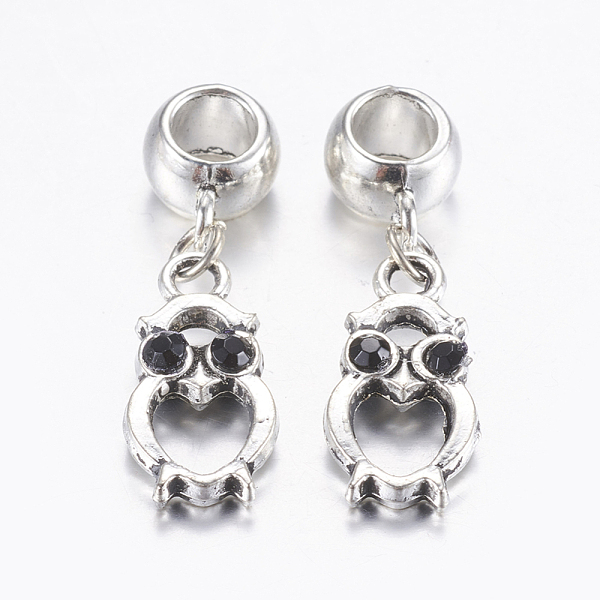 PandaHall Tibetan Style Alloy Pendants, with Rhinestone, Owl, Jet, Antique Silver, 34.5mm, Hole: 5.5mm Alloy Owl
PandaHall Tibetan Style Alloy Pendants, with Rhinestone, Owl, Jet, Antique Silver, 34.5mm, Hole: 5.5mm Alloy Owl