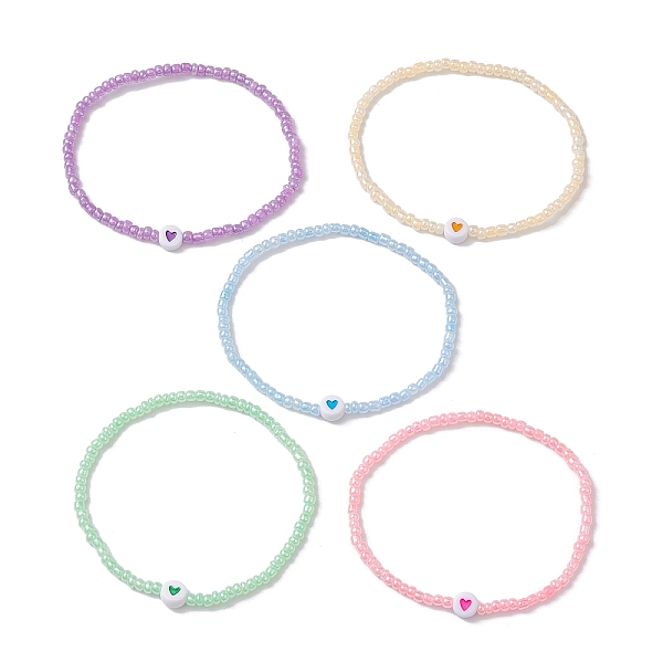 PandaHall 5Pcs 5 Colors Heart Acrylic & Glass Seed Beaded Stretch Bracelet Sets, Stackable Bracelets for Women, Mixed Color, Inner Diameter..., Multicolor
PandaHall 5Pcs 5 Colors Heart Acrylic & Glass Seed Beaded Stretch Bracelet Sets, Stackable Bracelets for Women, Mixed Color, Inner Diameter..., Multicolor