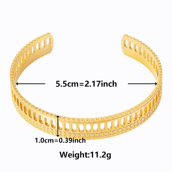 PandaHall Elegant and Stylish Design Hollow 304 Stainless Steel Cuff Bangles for Women Stainless Steel
PandaHall Elegant and Stylish Design Hollow 304 Stainless Steel Cuff Bangles for Women Stainless Steel