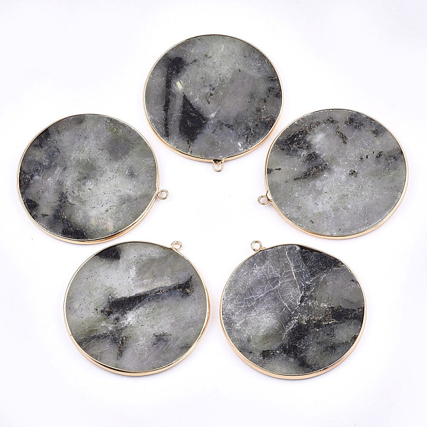 PandaHall Natural Labradorite Big Pendants, with Brass Findings, Flat Round, Golden, 54~56x50~52x3mm, Hole: 2mm Labradorite Flat Round
PandaHall Natural Labradorite Big Pendants, with Brass Findings, Flat Round, Golden, 54~56x50~52x3mm, Hole: 2mm Labradorite Flat Round