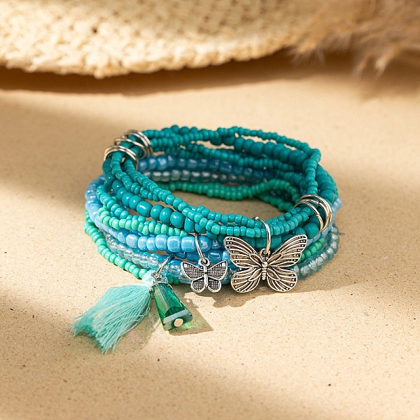PandaHall Bohemian Vacation Style Glass Beaded Charms Bracelets Set for Women Glass
PandaHall Bohemian Vacation Style Glass Beaded Charms Bracelets Set for Women Glass