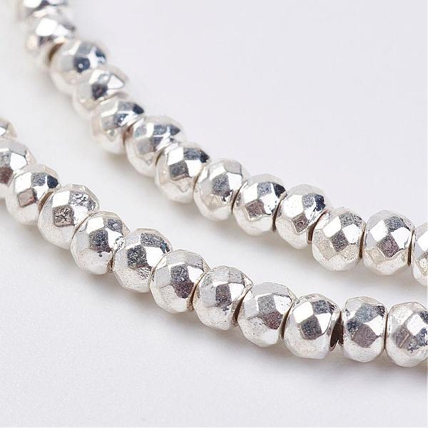 PandaHall Non-magnetic Synthetic Hematite Beads Strands, Faceted, Rondelle, Silver Plated, 3x2mm, Hole: 1mm, about 188~205pcs/strand, 14.7...
PandaHall Non-magnetic Synthetic Hematite Beads Strands, Faceted, Rondelle, Silver Plated, 3x2mm, Hole: 1mm, about 188~205pcs/strand, 14.7...
