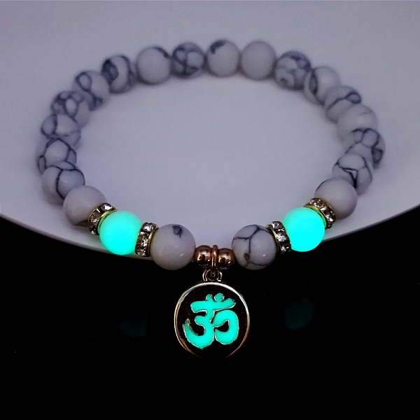 PandaHall Natural Howlite Stretch Bracelet, with Luminous Glow in the Dark Golden Alloy Yoga Charms, Cyan, Inner Diameter: 2-3/8 inch(60mm)...
PandaHall Natural Howlite Stretch Bracelet, with Luminous Glow in the Dark Golden Alloy Yoga Charms, Cyan, Inner Diameter: 2-3/8 inch(60mm)...
