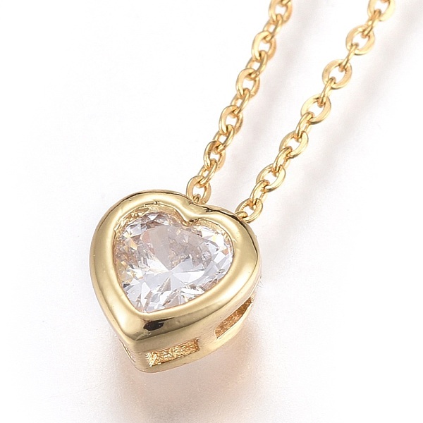 PandaHall 304 Stainless Steel Pendant Necklaces, with Brass Cubic Zirconia Pendant, Heart, Clear, Golden, 17.6 inch(45cm), Pendant: 7x7x4mm...
PandaHall 304 Stainless Steel Pendant Necklaces, with Brass Cubic Zirconia Pendant, Heart, Clear, Golden, 17.6 inch(45cm), Pendant: 7x7x4mm...
