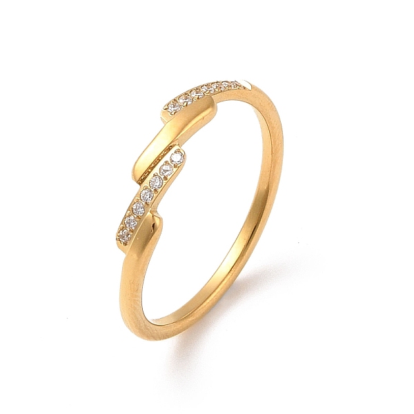 PandaHall 304 Stainless Steel Finger Ring, with Cubic Zirconia, Real 18K Gold Plated, Inner Diameter: 17.4mm 304 Stainless Steel
PandaHall 304 Stainless Steel Finger Ring, with Cubic Zirconia, Real 18K Gold Plated, Inner Diameter: 17.4mm 304 Stainless Steel