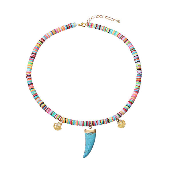 PandaHall Handmade Polymer Clay Heishi Beads Pendant Necklaces, with Shell Shape Alloy Pendants, Synthetic Turquoise Pendants and Alloy...
PandaHall Handmade Polymer Clay Heishi Beads Pendant Necklaces, with Shell Shape Alloy Pendants, Synthetic Turquoise Pendants and Alloy...