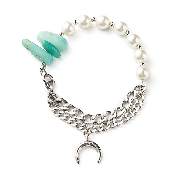 PandaHall Natural Amazonite & Shell Pearl Beaded Bracelet for Girl Women, Moon Charm Bracelet, 304 Stainless Steel Cuban Link Bracelet...
PandaHall Natural Amazonite & Shell Pearl Beaded Bracelet for Girl Women, Moon Charm Bracelet, 304 Stainless Steel Cuban Link Bracelet...