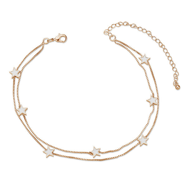 PandaHall SHEGRACE Brass Multi-Strand Anklets, with Epoxy Resin and Box Chains, Star, White, Rose Gold, 8-1/4 inch(21cm) Resin White
PandaHall SHEGRACE Brass Multi-Strand Anklets, with Epoxy Resin and Box Chains, Star, White, Rose Gold, 8-1/4 inch(21cm) Resin White