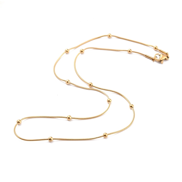 PandaHall 304 Stainless Steel Round Snake Chain Necklaces, with Round Beads and Lobster Claw Clasps, Golden, 16.53 inch(42cm), 1mm 304...
PandaHall 304 Stainless Steel Round Snake Chain Necklaces, with Round Beads and Lobster Claw Clasps, Golden, 16.53 inch(42cm), 1mm 304...