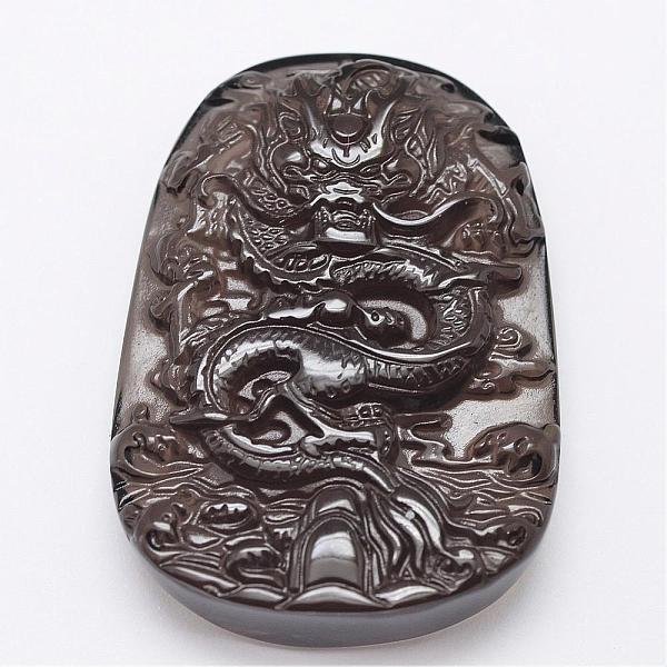 PandaHall Natural Ice Crystal Obsidian Carven Pendants, Chinese Dragon, Black, 53~57x37.5~40x11~12.5mm, Hole: 1mm Obsidian Dragon Black
PandaHall Natural Ice Crystal Obsidian Carven Pendants, Chinese Dragon, Black, 53~57x37.5~40x11~12.5mm, Hole: 1mm Obsidian Dragon Black