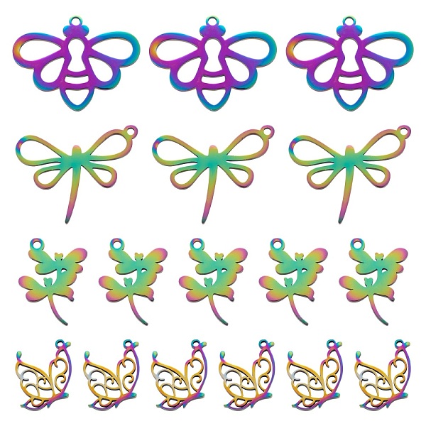 PandaHall 16Pcs 4 Style Ion Plating(IP) 201 Stainless Steel Pendants, Laser Cut, Dragonfly & Butterfly & Bees, Rainbow Color...
PandaHall 16Pcs 4 Style Ion Plating(IP) 201 Stainless Steel Pendants, Laser Cut, Dragonfly & Butterfly & Bees, Rainbow Color...