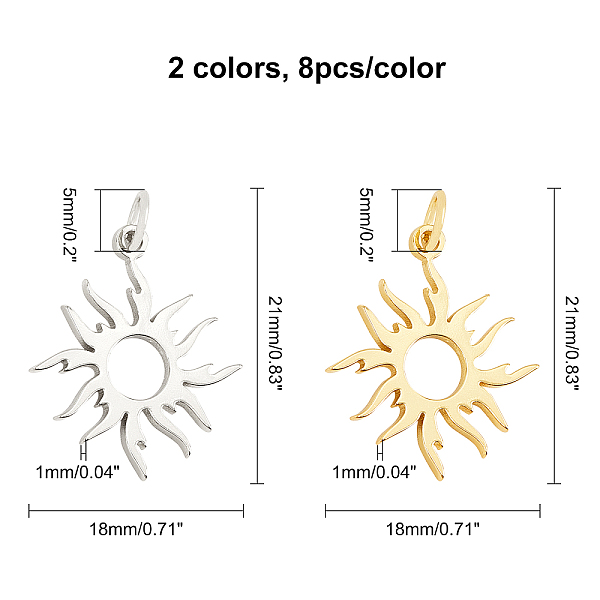 PandaHall CHGCRAFT 16Pcs 2 Colors Brass Pendants, with Jump Rings, Long-Lasting Plated, Sun, Platinum & Golden, 21x18x1mm, Jump Ring...
PandaHall CHGCRAFT 16Pcs 2 Colors Brass Pendants, with Jump Rings, Long-Lasting Plated, Sun, Platinum & Golden, 21x18x1mm, Jump Ring...