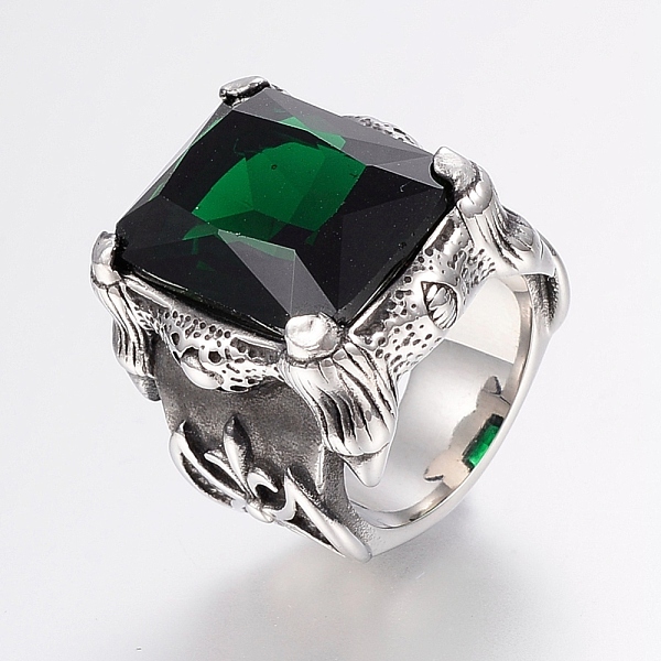 PandaHall 304 Stainless Steel Finger Rings, with Cubic Zirconia, Rectangle, Green, 20mm Stainless Steel+Cubic Zirconia Green
PandaHall 304 Stainless Steel Finger Rings, with Cubic Zirconia, Rectangle, Green, 20mm Stainless Steel+Cubic Zirconia Green
