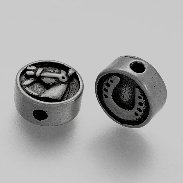 PandaHall 304 Stainless Steel Beads, Flat Round, with Horse and Horseshoes, Antique Silver, 11x5.5mm, Hole: 2mm 304 Stainless Steel Flat...
PandaHall 304 Stainless Steel Beads, Flat Round, with Horse and Horseshoes, Antique Silver, 11x5.5mm, Hole: 2mm 304 Stainless Steel Flat...