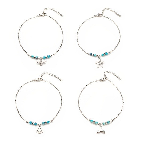 PandaHall 304 Stainless Steel Mixed Shape Charm Anklet with Round Natural White Jade Beads for Women, Stainless Steel Color, 9-7/8 inch...
PandaHall 304 Stainless Steel Mixed Shape Charm Anklet with Round Natural White Jade Beads for Women, Stainless Steel Color, 9-7/8 inch...