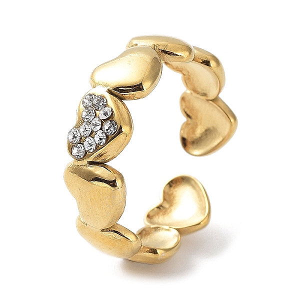 PandaHall 304 Stainless Steel Heart Open Cuff Ring with Crystal Rhinestone, Real 18K Gold Plated, US Size 7(17.3mm) Stainless..., Clear
PandaHall 304 Stainless Steel Heart Open Cuff Ring with Crystal Rhinestone, Real 18K Gold Plated, US Size 7(17.3mm) Stainless..., Clear