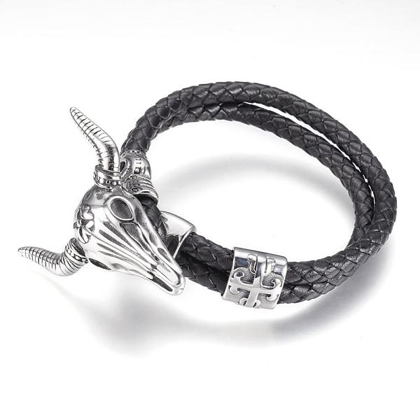 PandaHall Braided Multi-strand Leather Cord Bracelets, with 304 Stainless Steel Findings, Cow Head, Antique Silver, 8-7/8 inch(225mm)..., Black
PandaHall Braided Multi-strand Leather Cord Bracelets, with 304 Stainless Steel Findings, Cow Head, Antique Silver, 8-7/8 inch(225mm)..., Black