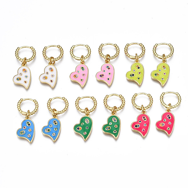 PandaHall Brass Micro Pave Cubic Zirconia Huggie Hoop Earrings, with Enamel, Nickel Free, Heart, Real 16K Gold Plated, Mixed Color..., Multicolor
PandaHall Brass Micro Pave Cubic Zirconia Huggie Hoop Earrings, with Enamel, Nickel Free, Heart, Real 16K Gold Plated, Mixed Color..., Multicolor