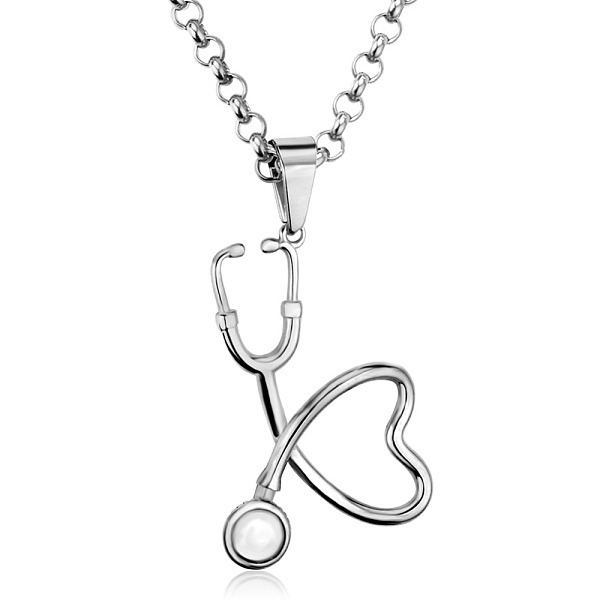 PandaHall SHEGRACE Stainless Steel Pendant Necklaces, with Lobster Claw Clasps and Rolo Chains, Stethoscope, Stainless Steel Color, 23.62...
PandaHall SHEGRACE Stainless Steel Pendant Necklaces, with Lobster Claw Clasps and Rolo Chains, Stethoscope, Stainless Steel Color, 23.62...