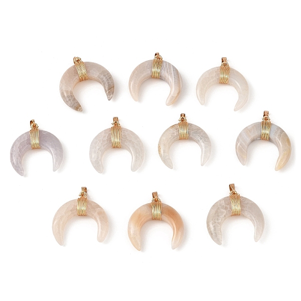 PandaHall Natural White Agate Copper Wire Wrapped Pendants, Horn Charms with Iron Snap on Bails, Golden, 40.5~41x40~40.5x10~12mm, Hole...
PandaHall Natural White Agate Copper Wire Wrapped Pendants, Horn Charms with Iron Snap on Bails, Golden, 40.5~41x40~40.5x10~12mm, Hole...