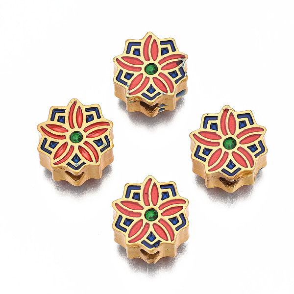 PandaHall Rack Plating Alloy Enamel Beads, Cadmium Free & Lead Free, Matte Gold Color, Flower, Red, 11x10.5~11x5mm, Hole: 2mm Alloy+Enamel...
PandaHall Rack Plating Alloy Enamel Beads, Cadmium Free & Lead Free, Matte Gold Color, Flower, Red, 11x10.5~11x5mm, Hole: 2mm Alloy+Enamel...
