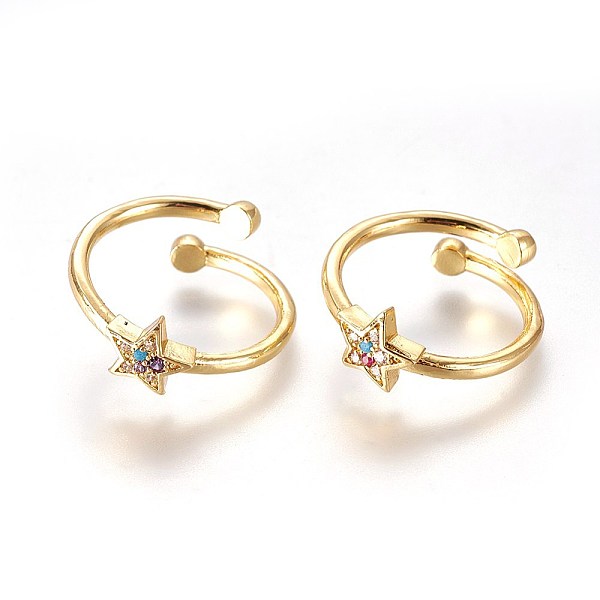 PandaHall Adjustable Brass Micro Pave Cubic Zirconia Finger Rings, Star, Golden, Size 6, 16mm Brass+Cubic Zirconia
PandaHall Adjustable Brass Micro Pave Cubic Zirconia Finger Rings, Star, Golden, Size 6, 16mm Brass+Cubic Zirconia
