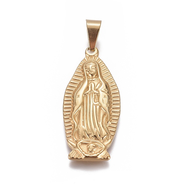 PandaHall 304 Stainless Steel Lady of Guadalupe Pendants, Virgin Mary, Golden, 40x18x3mm, Hole: 5x8mm 304 Stainless Steel Human
PandaHall 304 Stainless Steel Lady of Guadalupe Pendants, Virgin Mary, Golden, 40x18x3mm, Hole: 5x8mm 304 Stainless Steel Human
