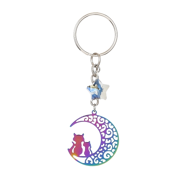 PandaHall Stainless Steel Hollow Moon Cat Keychains, with Iron Keychain Ring and Star Glass Pendant, Rainbow Color, 8.7cm Stainless Steel...
PandaHall Stainless Steel Hollow Moon Cat Keychains, with Iron Keychain Ring and Star Glass Pendant, Rainbow Color, 8.7cm Stainless Steel...