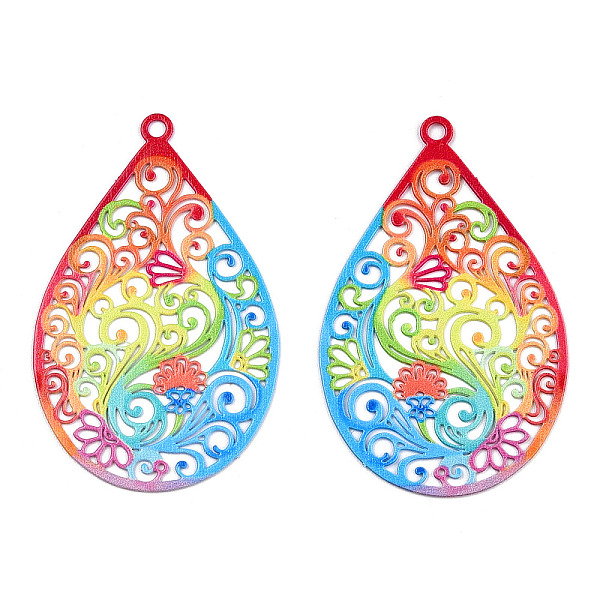 PandaHall Spray Painted 430 Stainless Steel Filigree Pendants, Teardrop, Colorful, 45x28.5x0.5mm, Hole: 2mm 430 Stainless Steel Teardrop
PandaHall Spray Painted 430 Stainless Steel Filigree Pendants, Teardrop, Colorful, 45x28.5x0.5mm, Hole: 2mm 430 Stainless Steel Teardrop