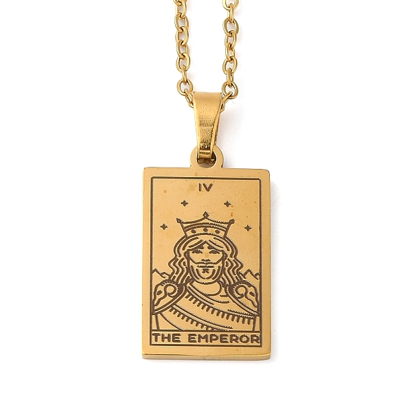 PandaHall Tarot Theme 304 Stainless Steel Pendant Nacklaces For Women, Cable Chain Necklaces, Real 18K Gold Plated, The Emperor, 455mm...
PandaHall Tarot Theme 304 Stainless Steel Pendant Nacklaces For Women, Cable Chain Necklaces, Real 18K Gold Plated, The Emperor, 455mm...