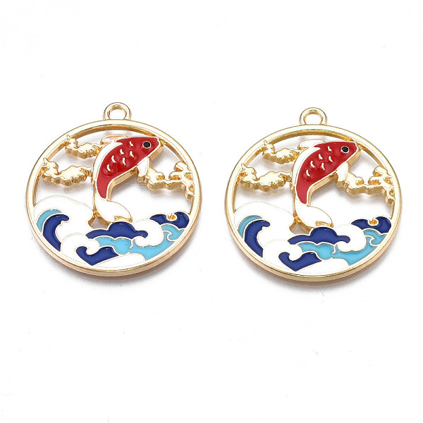 PandaHall Rack Plating Alloy Enamel Pendants, Cadmium Free & Nickel Free & Lead Free, Light Gold, Fish, Dark Red, 30x27x2.5mm, Hole: 2mm...
PandaHall Rack Plating Alloy Enamel Pendants, Cadmium Free & Nickel Free & Lead Free, Light Gold, Fish, Dark Red, 30x27x2.5mm, Hole: 2mm...