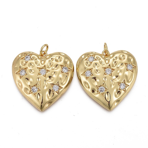 PandaHall Hammered Brass Micro Pave Clear Cubic Zirconia Pendants, with Jump Rings, Long-Lasting Plated, Heart with Star, Real 18K Gold...
PandaHall Hammered Brass Micro Pave Clear Cubic Zirconia Pendants, with Jump Rings, Long-Lasting Plated, Heart with Star, Real 18K Gold...