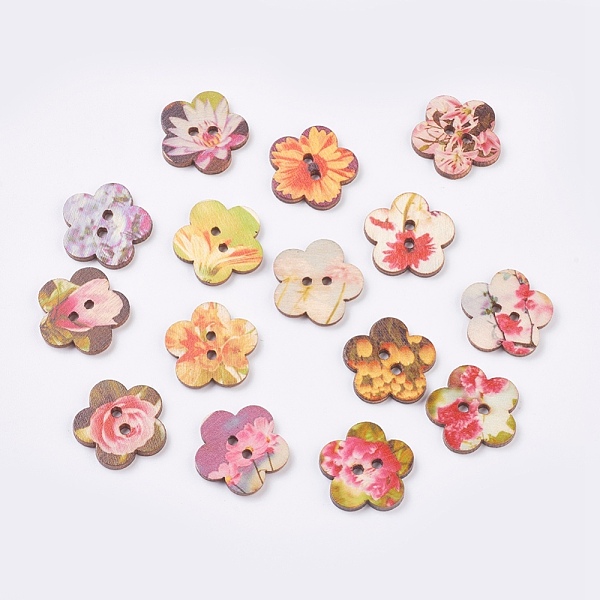 PandaHall Printed Wooden Buttons, 2-Hole, Dyed, Flower, Mixed Color, 24x2.5mm, Hole: 2.5mm Wood Flower Multicolor
PandaHall Printed Wooden Buttons, 2-Hole, Dyed, Flower, Mixed Color, 24x2.5mm, Hole: 2.5mm Wood Flower Multicolor