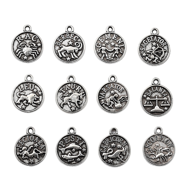 PandaHall Tibetan Style Alloy Charms, Flat Round with Twelve Constellation, Lead Free, Antique Silver, 14.5x12x2mm, Hole: 1.4mm, 12...
PandaHall Tibetan Style Alloy Charms, Flat Round with Twelve Constellation, Lead Free, Antique Silver, 14.5x12x2mm, Hole: 1.4mm, 12...