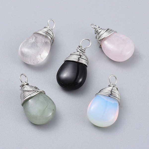 PandaHall Mixed Gemstone Pendants, with Platinum Plated Brass Wire, Teardrop, 24~30x13~16x8mm, Hole: 3x3.5mm Mixed Stone Teardrop
PandaHall Mixed Gemstone Pendants, with Platinum Plated Brass Wire, Teardrop, 24~30x13~16x8mm, Hole: 3x3.5mm Mixed Stone Teardrop