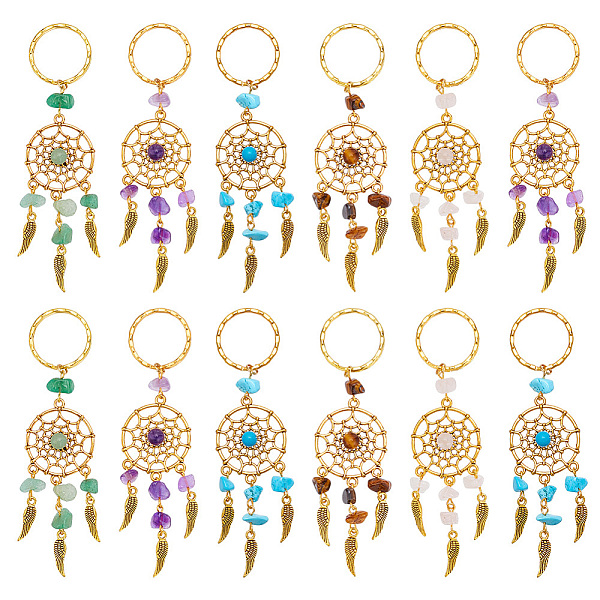 PandaHall 12Pcs Woven Net/Web with Feather Natural & Synthetic Gemstone Pendant Keychain, with Tibetan Style Alloy Findings, 10.5cm Mixed...
PandaHall 12Pcs Woven Net/Web with Feather Natural & Synthetic Gemstone Pendant Keychain, with Tibetan Style Alloy Findings, 10.5cm Mixed...