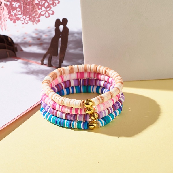 PandaHall Handmade Polymer Clay Heishi Beads Stretch Bracelets Set, Grooved Round Zinc Alloy Beads Bracelets for Women, Mixed Color, Inner..., Multicolor
PandaHall Handmade Polymer Clay Heishi Beads Stretch Bracelets Set, Grooved Round Zinc Alloy Beads Bracelets for Women, Mixed Color, Inner..., Multicolor