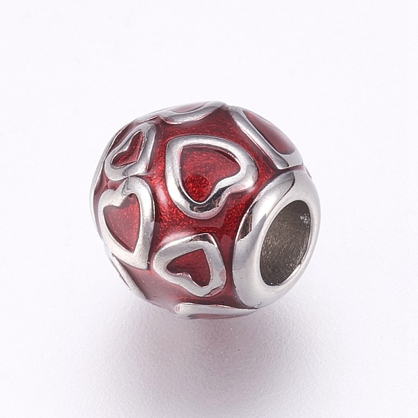 PandaHall 304 Stainless Steel European Beads, Large Hole Beads, with Enamel, Rondelle with Heart, Stainless Steel Color, Dark Red, 10.5x10mm...
PandaHall 304 Stainless Steel European Beads, Large Hole Beads, with Enamel, Rondelle with Heart, Stainless Steel Color, Dark Red, 10.5x10mm...