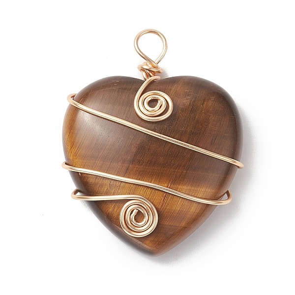 PandaHall Natural Tiger Eye Copper Wire Wrapped Pendants, Heart Charms, Light Gold, 37.5~39x31~31.5x9~9.5mm, Hole: 4.5mm Tiger Eye Heart
PandaHall Natural Tiger Eye Copper Wire Wrapped Pendants, Heart Charms, Light Gold, 37.5~39x31~31.5x9~9.5mm, Hole: 4.5mm Tiger Eye Heart