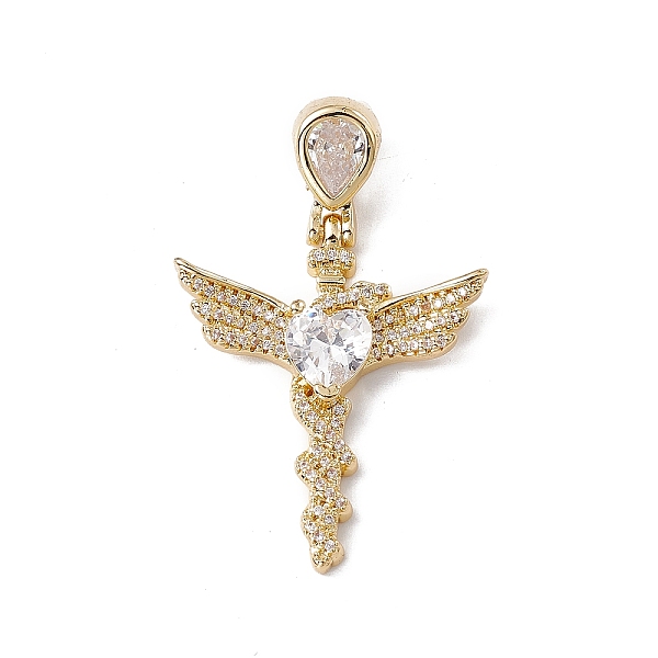 PandaHall Brass Micro Pave Clear Cubic Zirconia Pendants, Cadmium Free & Nickel Free & Lead Free, Rack Plating, Wing Staff, Real 18K Gold...
PandaHall Brass Micro Pave Clear Cubic Zirconia Pendants, Cadmium Free & Nickel Free & Lead Free, Rack Plating, Wing Staff, Real 18K Gold...