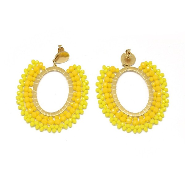 PandaHall Handmade Woven Glass Beads Dangle Stud Earrings, with 304 Stainless Steel Findings and Ear Nuts/Earring Back, Oval, Golden, Yellow...
PandaHall Handmade Woven Glass Beads Dangle Stud Earrings, with 304 Stainless Steel Findings and Ear Nuts/Earring Back, Oval, Golden, Yellow...