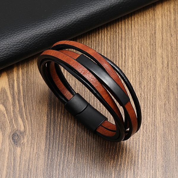 PandaHall Leather Multi-strand Bracelet, with Stainless Steel Magnetic Clasp, Chocolate, 8-1/4~8-5/8 inch(21~22cm) Leather Brown
PandaHall Leather Multi-strand Bracelet, with Stainless Steel Magnetic Clasp, Chocolate, 8-1/4~8-5/8 inch(21~22cm) Leather Brown