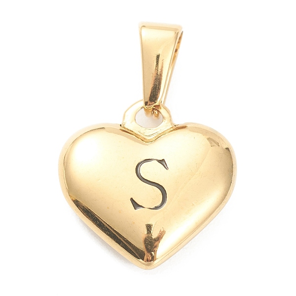 PandaHall 304 Stainless Steel Pendants, Heart with Black Letter, Golden, Letter.S, 16x16x4.5mm, Hole: 7x3mm 304 Stainless Steel Letter S
PandaHall 304 Stainless Steel Pendants, Heart with Black Letter, Golden, Letter.S, 16x16x4.5mm, Hole: 7x3mm 304 Stainless Steel Letter S