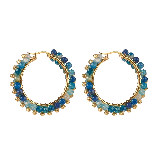 PandaHall Natural Agate Beaded Hoop Earrings, 304 Stainless Steel Wire Wrap Jewelry for Women, Golden, Teal, 43x43.5x9mm, Pin: 1.1x0.6mm..., Cyan
PandaHall Natural Agate Beaded Hoop Earrings, 304 Stainless Steel Wire Wrap Jewelry for Women, Golden, Teal, 43x43.5x9mm, Pin: 1.1x0.6mm..., Cyan