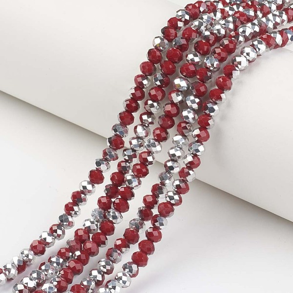PandaHall Electroplate Opaque Glass Beads Strands, Half Silver Plated, Faceted, Rondelle, Dark Red, 6x5mm, Hole: 1mm, about 83~85pcs/strand..., Brown
PandaHall Electroplate Opaque Glass Beads Strands, Half Silver Plated, Faceted, Rondelle, Dark Red, 6x5mm, Hole: 1mm, about 83~85pcs/strand..., Brown