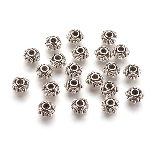 PandaHall Tibetan Style Alloy Beads, Lead Free and Cadmium Free, Barrel, Antique Silver, about 8mm in diameter, 5mm thick, hole: 2mm Alloy...
PandaHall Tibetan Style Alloy Beads, Lead Free and Cadmium Free, Barrel, Antique Silver, about 8mm in diameter, 5mm thick, hole: 2mm Alloy...