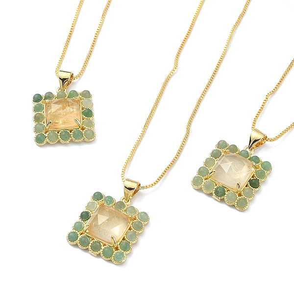 PandaHall Natural Yellow Agate & Green Aventurine Rectangle Pendant Necklace, Real 18K Gold Plated Brass Jewelry, 17.48~17.68 inch...
PandaHall Natural Yellow Agate & Green Aventurine Rectangle Pendant Necklace, Real 18K Gold Plated Brass Jewelry, 17.48~17.68 inch...