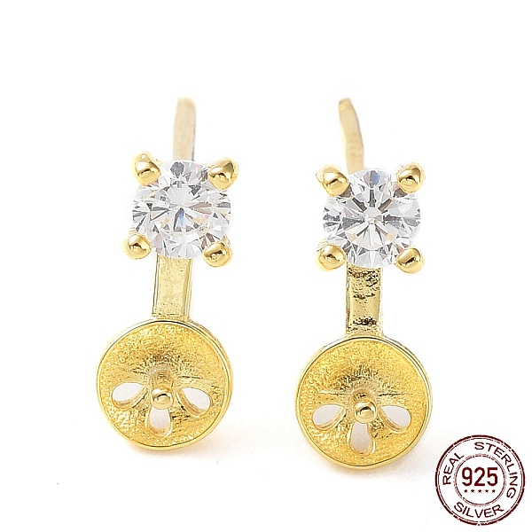 PandaHall 925 Sterling Silver with Cubic Zirconia Stud Earring Findings, with S925 Stamp, for Half Drilled Pearl Beads, Flat Round, Real 18K..., Clear
PandaHall 925 Sterling Silver with Cubic Zirconia Stud Earring Findings, with S925 Stamp, for Half Drilled Pearl Beads, Flat Round, Real 18K..., Clear