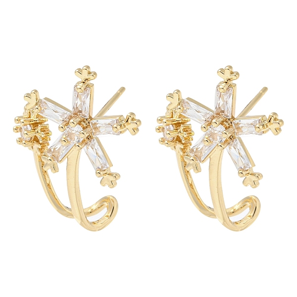 PandaHall Brass with Clear Cubic Zirconia Stud Earrings, Flower, Light Gold, 21.5x18mm Brass Flower
PandaHall Brass with Clear Cubic Zirconia Stud Earrings, Flower, Light Gold, 21.5x18mm Brass Flower