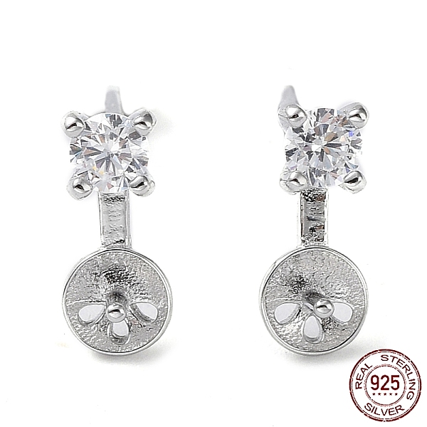 PandaHall Rhodium Plated 925 Sterling Silver with Cubic Zirconia Stud Earring Findings, with S925 Stamp, for Half Drilled Pearl Beads, Flat..., Clear
PandaHall Rhodium Plated 925 Sterling Silver with Cubic Zirconia Stud Earring Findings, with S925 Stamp, for Half Drilled Pearl Beads, Flat..., Clear